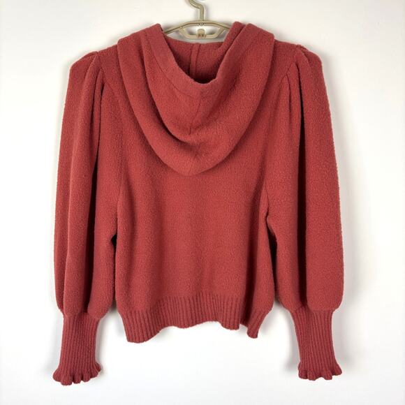 Express Hoodie Sweater puff sleeve Medium dusty rose pink cozy - Picture 7 of 10